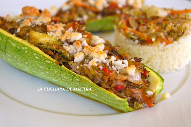 CALABACINES RELLENOS DE VERDURAS Y CHAMPIÑONES