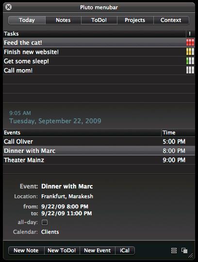 Pluto menubar Pluto menubar