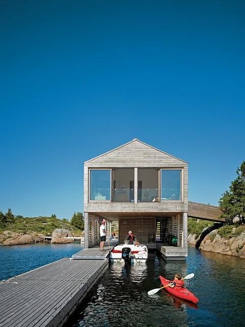 Casa flotante en el lago Hurón