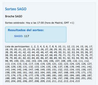 Ganadora del sorteo SAGO