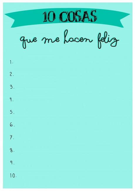 Printable-10 cosas que me hacen feliz