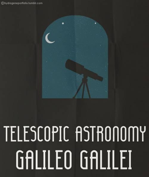 astronomia telescopio galileo galilei Más posters minimalistas sobre ciencia