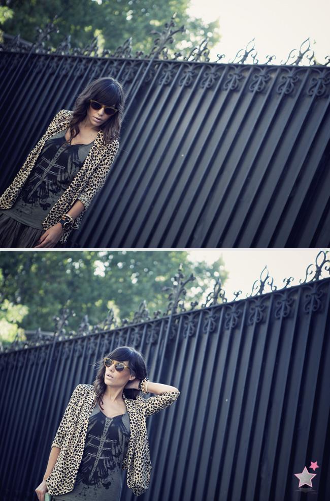 lady shorts & print jacket