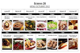 SEMANA 28. Menú mensual Octubre 2012