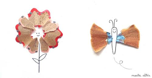 Ilustraciones creativas reciclando lapices marta altes