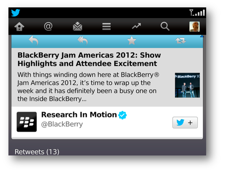 RIM lanza nueva actualización de Twitter para #Blackberry
