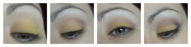 Maquillaje amarillo y morado