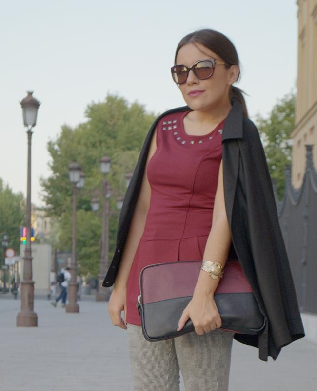 peplum & hounds-tooth