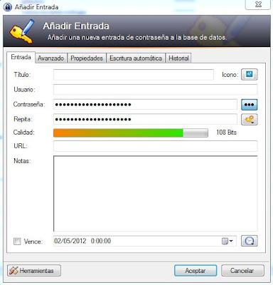 keepass nueva entrada