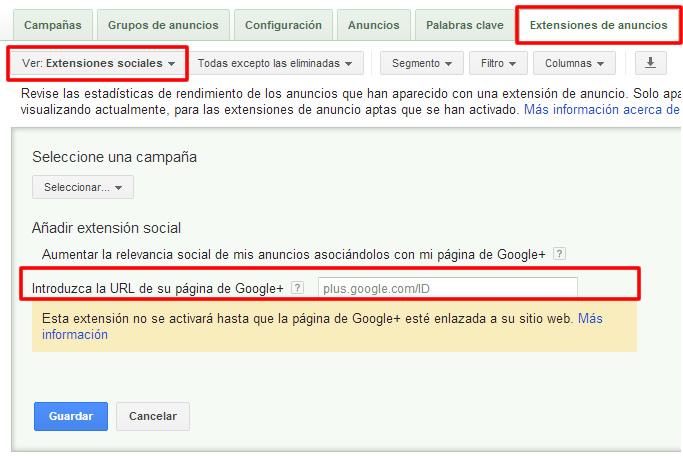 Extensiones Sociales en Google Adwords