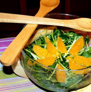 Ensalada de berros y naranja con vinagreta de curry