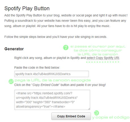 Tutorial para el blog: Insertar canciones de Spotify en las entradas Tutorial para el blog: Insertar canciones de Spotify en las entradas