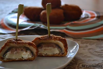 CHAMPIÑONES EMPANADOS RELLENOS DE FOIE GRAS Y QUESO