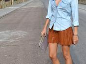 Pleated leather skirt