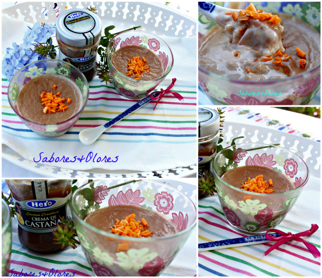 ARROZ CON CREMA DE CASTAÑA Y VIRUTAS DE CHOCOLATE DE NARANJA