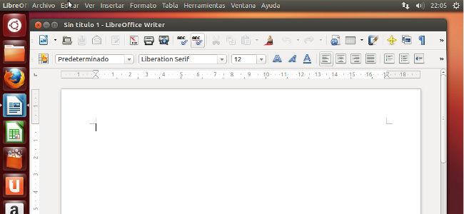 LibreOffice integrada en el menú global
