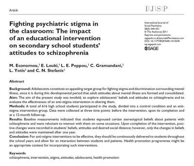 Combatiendo el estigma psiquiátrico en el salón de clases - Economou y col.