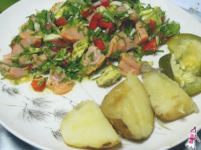 Ceviche de salmón rosado