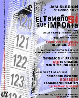 Recital-presentación de Cuentos pacientes en la Jam Session de ficción breve de Diablos Azules