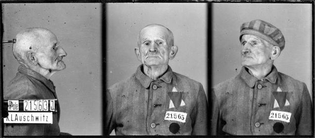 Hombre preso en Auschwitz