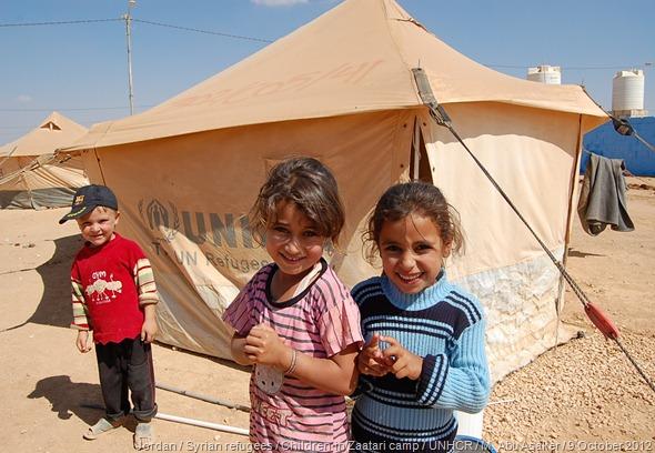 Jordan / Syrian refugees / Children in Zaatari camp / UNHCR / M. Abu Asaker / 9 October 2012