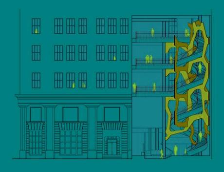 Las escaleras del Espacio Fundación Telefónica, por Quanto Arquitectura y Moneo Brock Studio