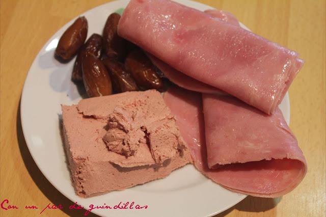 Rollitos de jamón con dátiles y foie