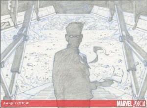 Tercer fragmento de guión y dibujos de Hickman y Opeña en Avengers Nº 1