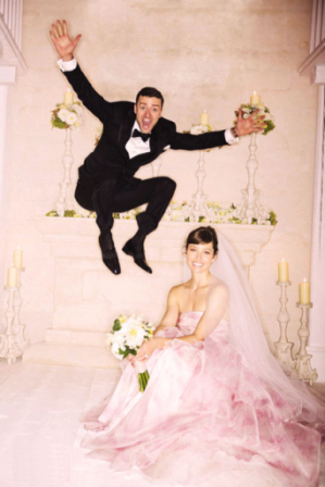 Jessica Biel se casó con un vestido rosa de Giambattista Valli
