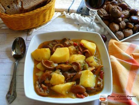 Guiso otoñal de patatas con níscalos. Receta