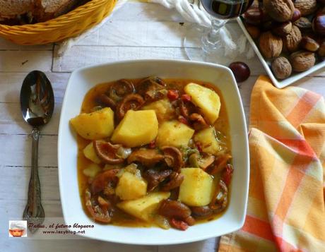 Guiso otoñal de patatas con níscalos. Receta