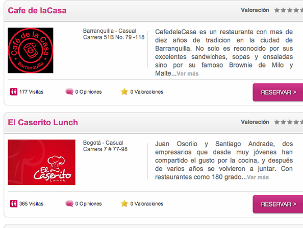 Ya se pueden hacer reservas de restaurantes colombianos por Internet