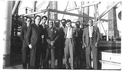 Ajedrecistas españoles y argentinos en el Puerto de Barcelona en 1935
