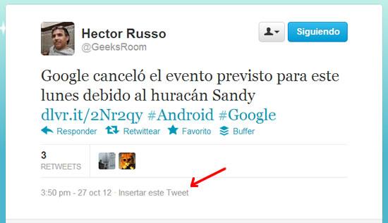 Cómo embeber Tweets en página web manualmente
