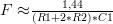 \Large{{F\approx}\frac{1,44}{(R1+2\ast R2)\ast C1}}
