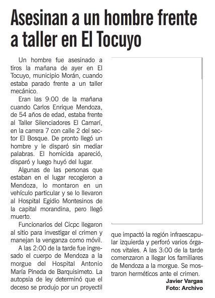 BALA ASESINA A CALUCHO