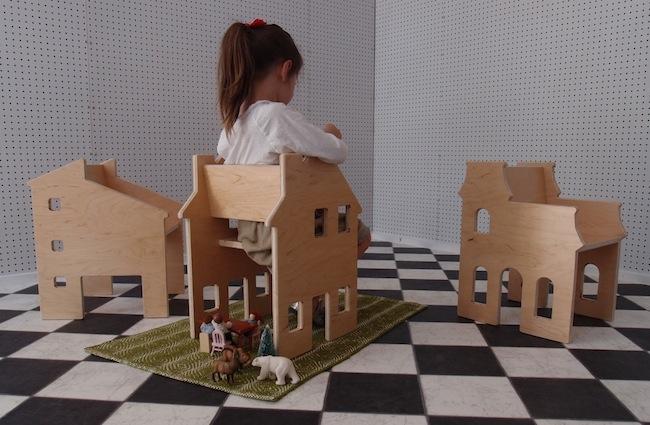 Muebles infantiles 2 en 1, asiento y casita de muñecas