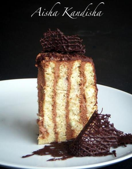 TARTA RAYADA DE TRUFA Y CHOCOLATE