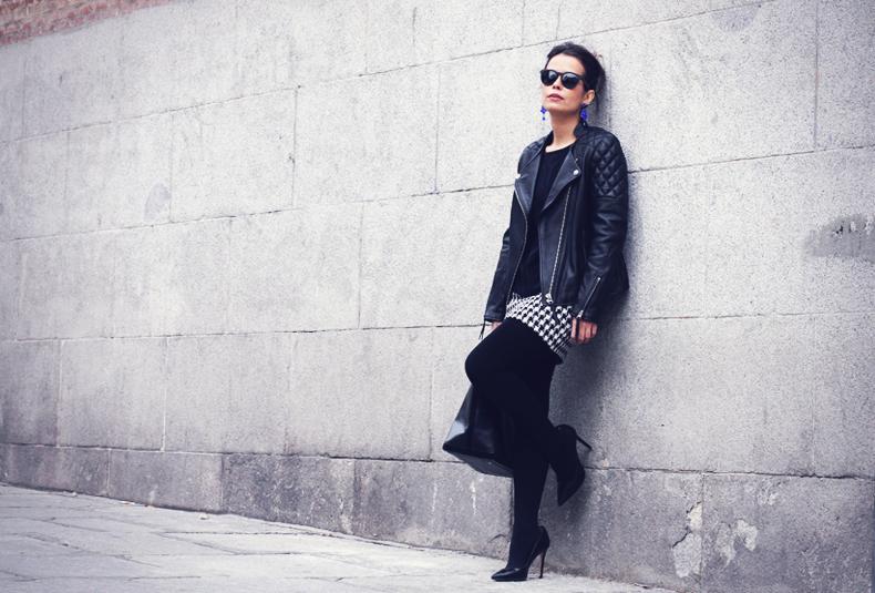 Houndstooth Skirt & Statement Earrings