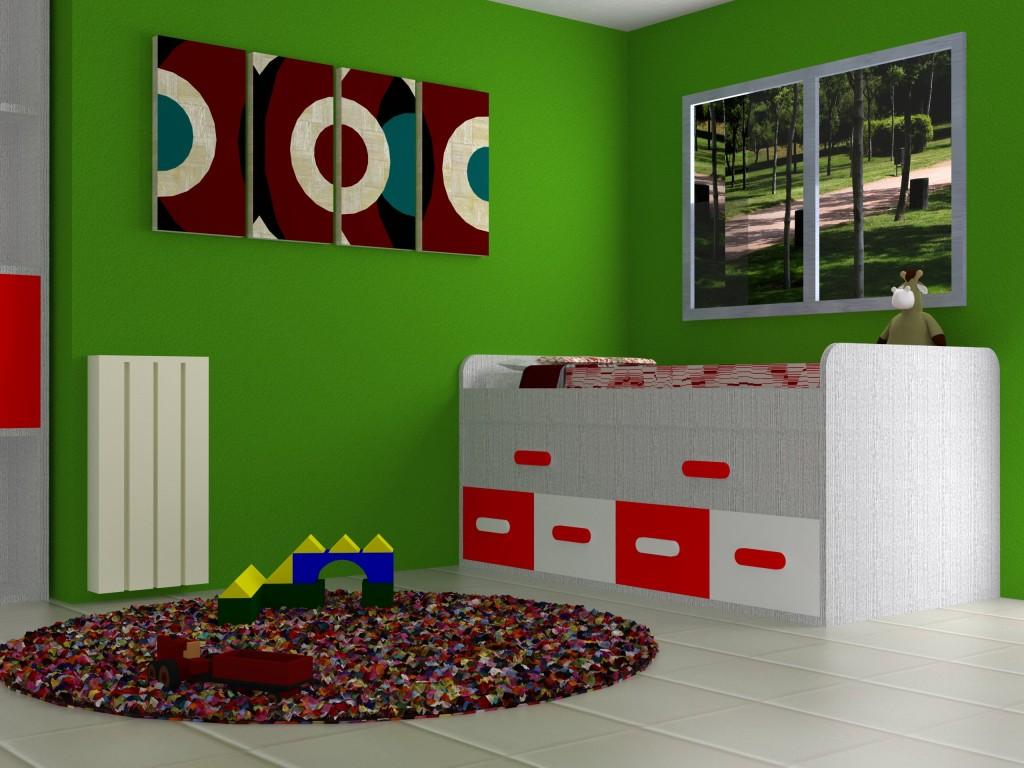 habitacion juvenil - 3 personas - mobiliario y decoracion - sketchup y vray - mueblejuvenil - creyesnavarro 3