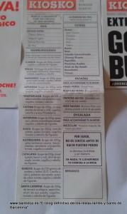 Kiosko la mejor hamburguesa de Barcelona Carta pedido Kiosko