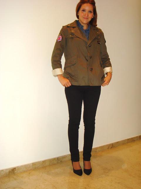 Militar + vaquero + negro un look 10