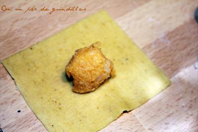 Tortellini de calabaza con salsa de curry