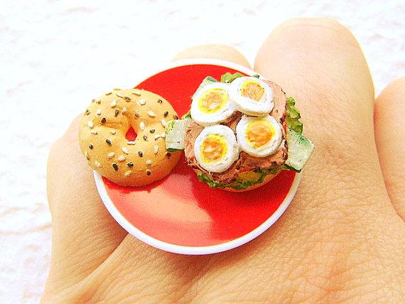 Miniature Food Ring Sandwich Food Jewelry