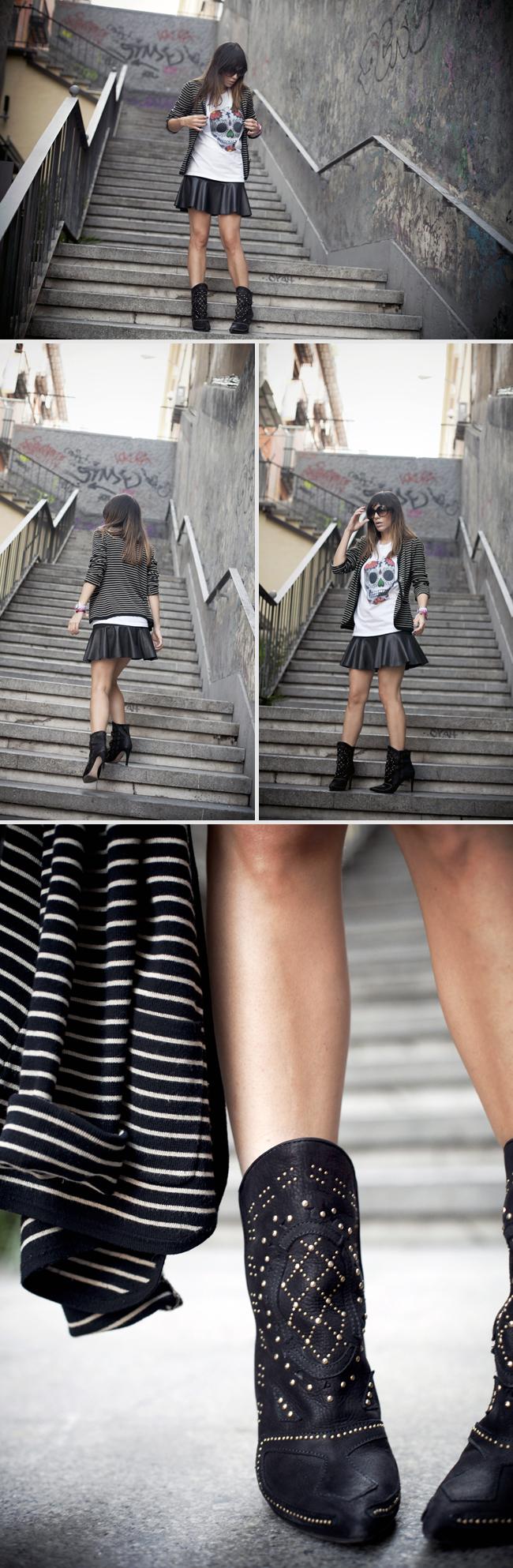 leather skirt likes skull