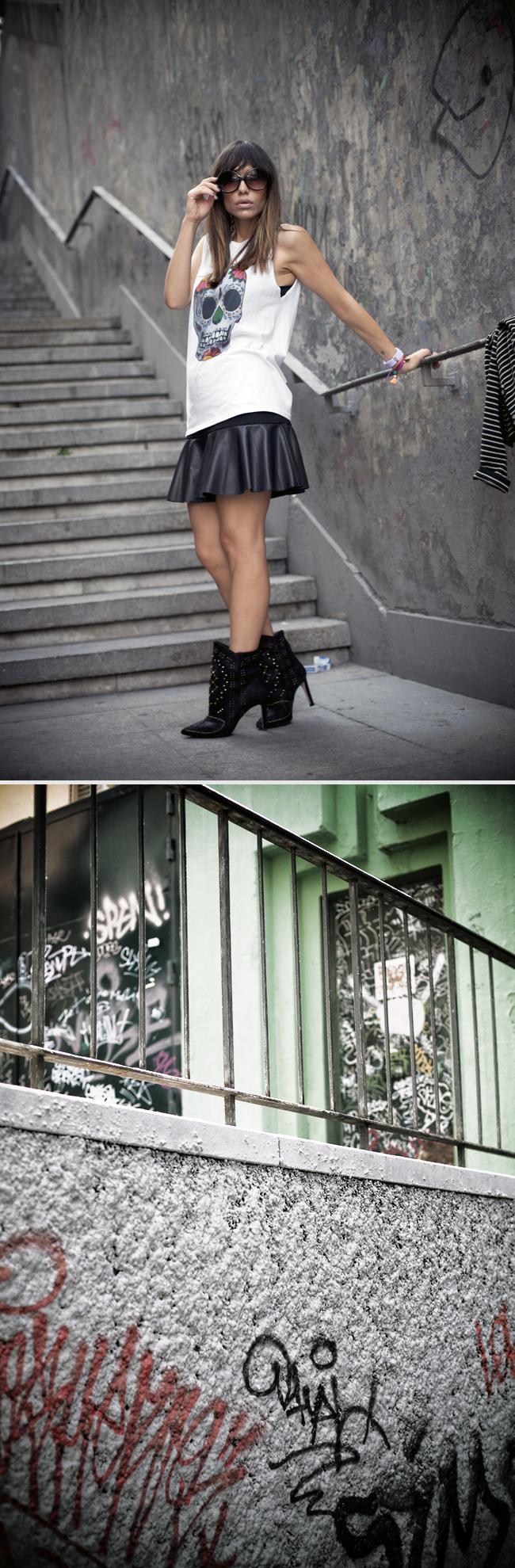 leather skirt likes skull