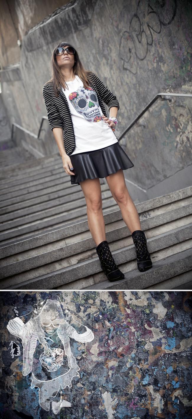 leather skirt likes skull