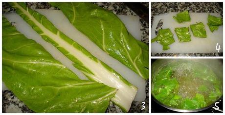 Tortilla de acelgas, cebolla y queso.