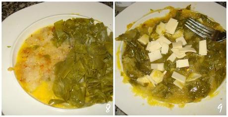 Tortilla de acelgas, cebolla y queso.