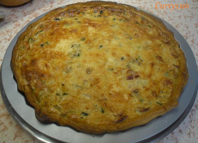 Quiche de calabacín, champiñones queso y panceta